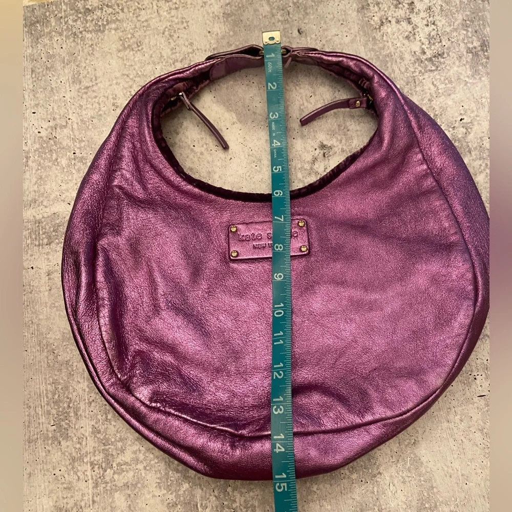 Vintage Authentic Rare Y2K Purple Metallic Leather Kate Spade Mini Hobo Bag